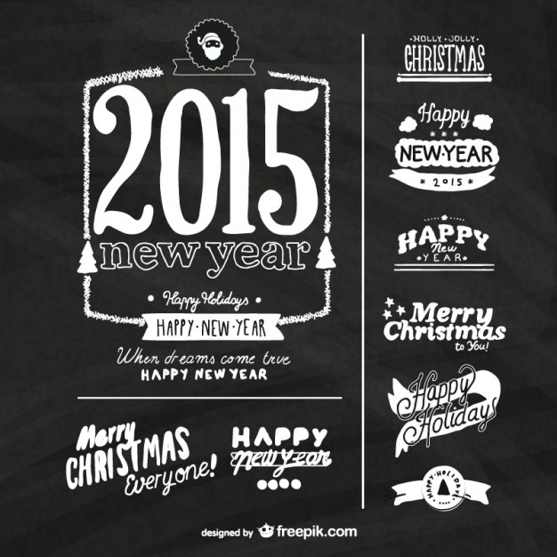 Grunge New Year labels with blackboard texture  Vector |   Download