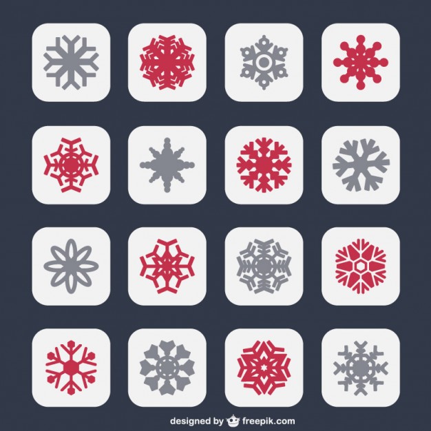 Snowflakes icons in two colors  Vector |   Download