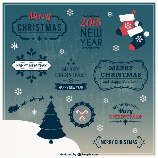 Retro style Christmas labels  Vector |   Download