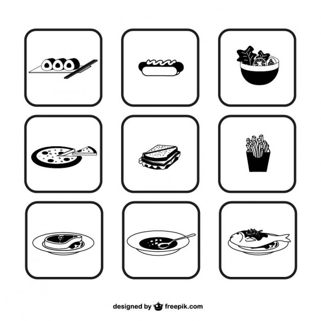 Black and white food icons  Vector |   Download