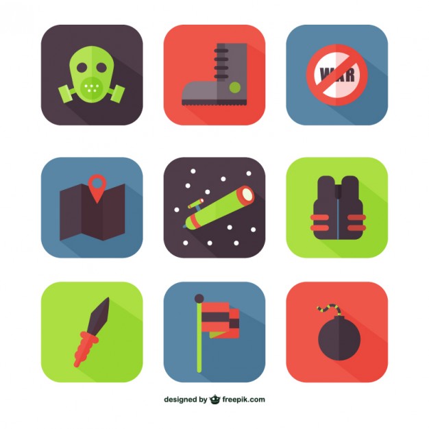 Colorful war icons  Vector |   Download