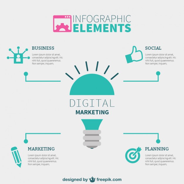 Digital marketing infographic elements  Vector |   Download