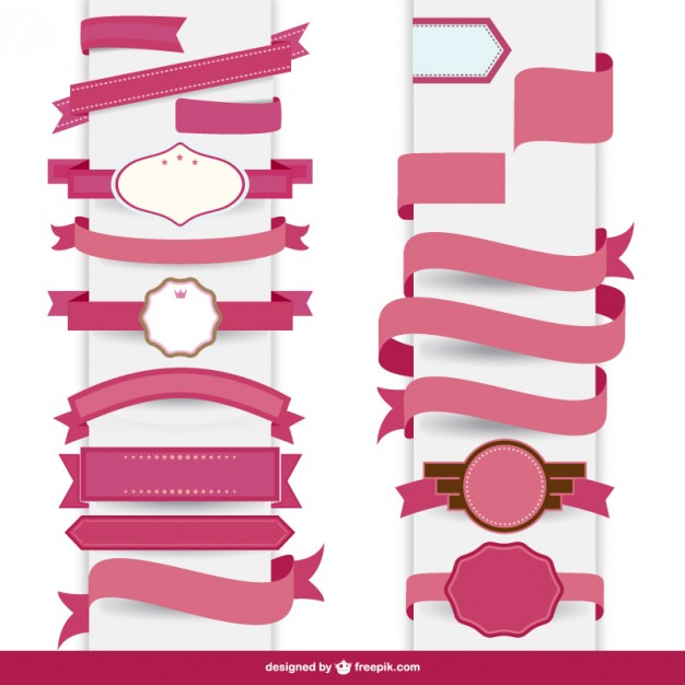 Ribbon pink decorative template   Vector |   Download