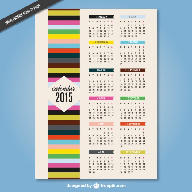 2015 colorful calendar vector art  Vector |   Download