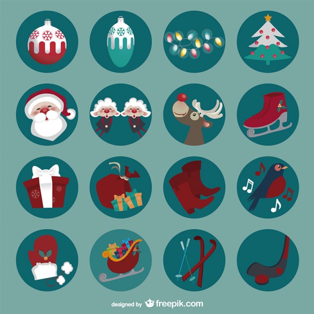 Round Christmas icons  Vector |   Download