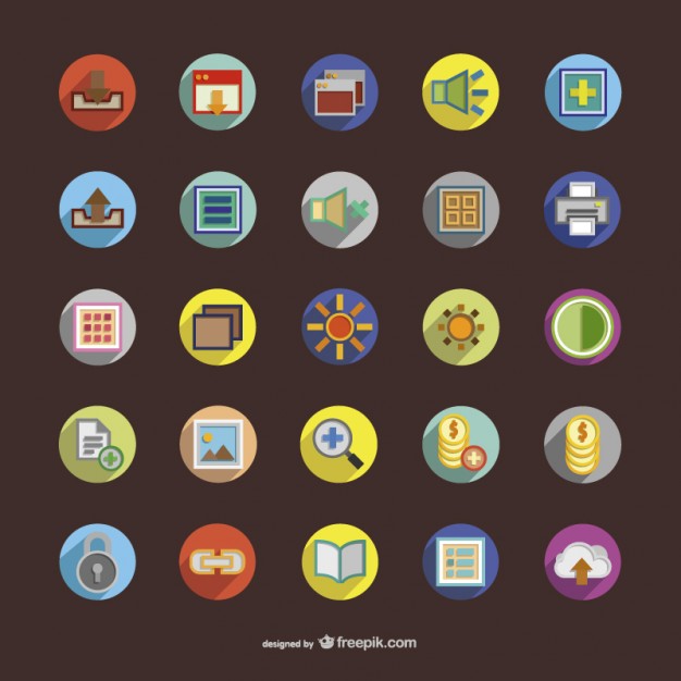 Colorful round icons set  Vector |   Download