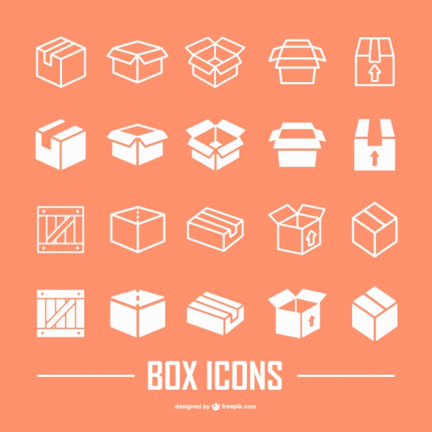 Box flat icons collection  Vector |   Download