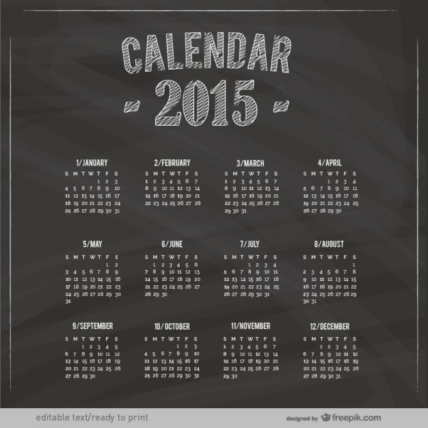 2015 Calendar with blackboard texture  Vector |   Download