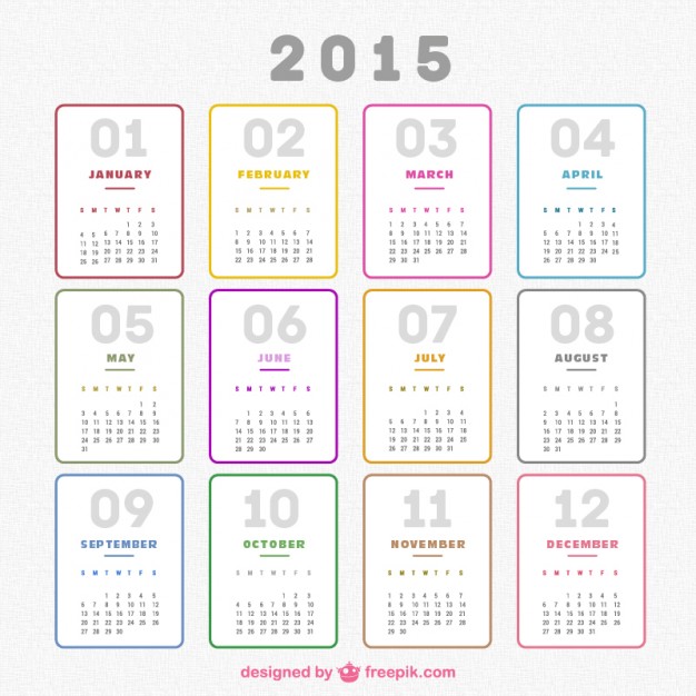 Plain 2015 calendar  Vector |   Download