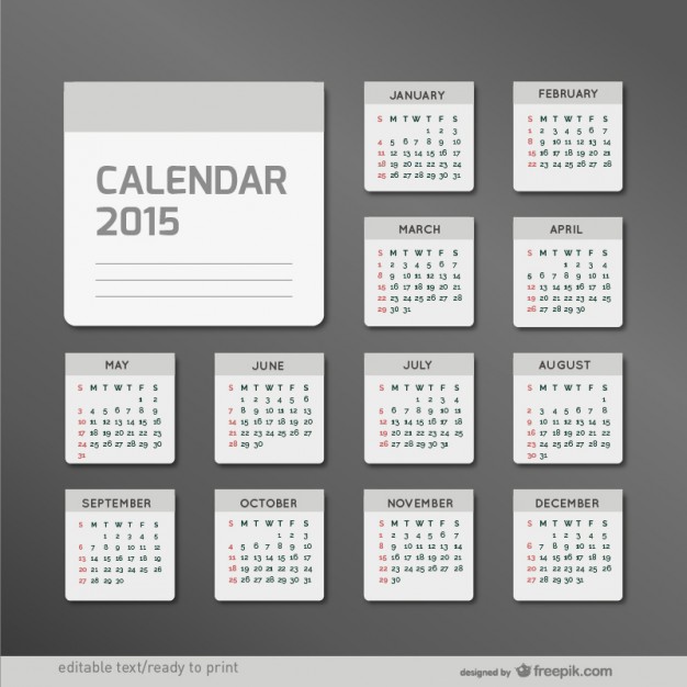 Minimalist 2015 calendar  Vector |   Download