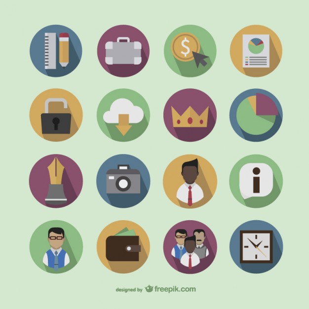 Colorful business icons  Vector |   Download