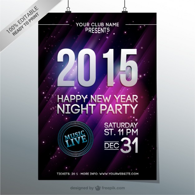 New year’s party poster  Vector |   Download