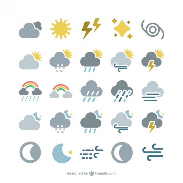 Weather forecast icons  Vector |   Download