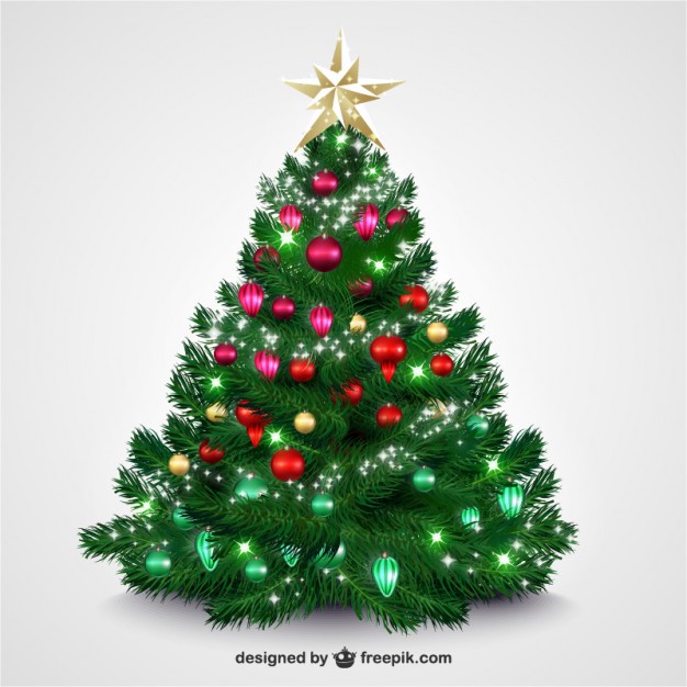 Christmas tree with bright baubles  Vector |   Download