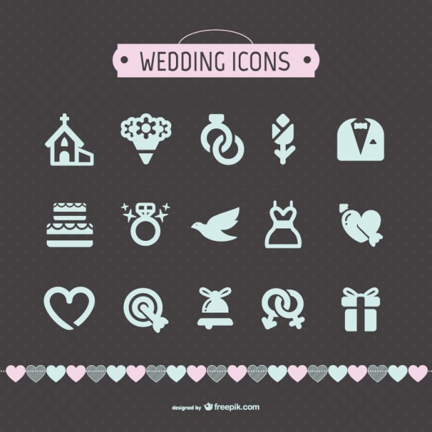 Wedding icons collection  Vector |   Download