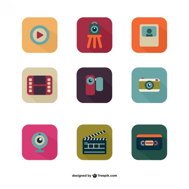 Colorful multimedia icon pack  Vector |   Download