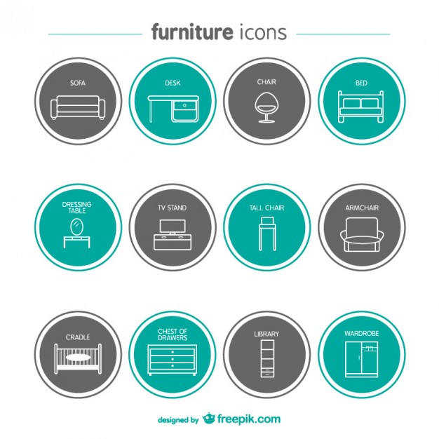 Furniture icons set  Vector |   Download