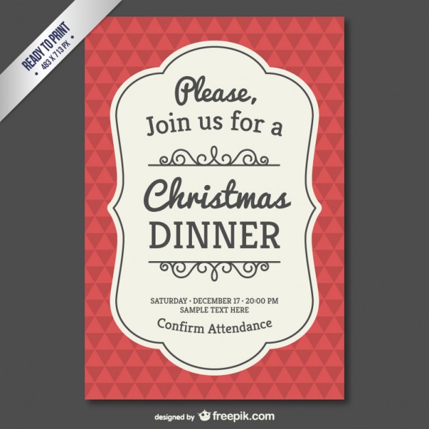 Vintage Christmas invitation template  Vector |   Download