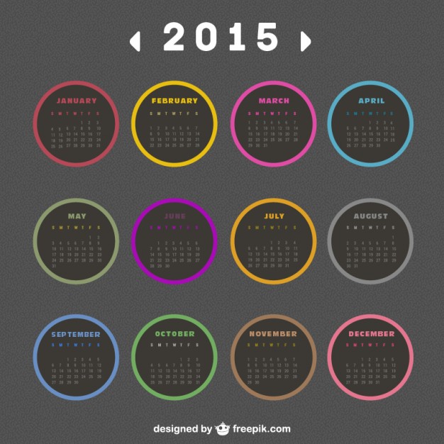 2015 Calendar with round labels  Vector |   Download
