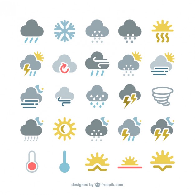 Colorful weather icons pack  Vector |   Download