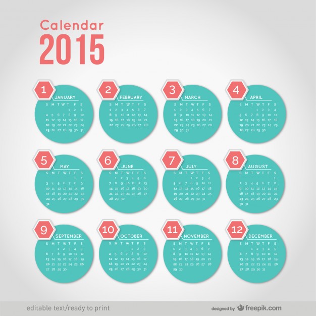 2015 Calendar with minimalist round shapes  Vector |   Download