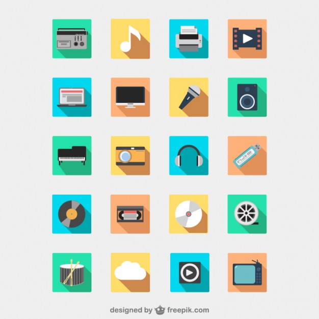 Multimedia devices icon pack  Vector |   Download