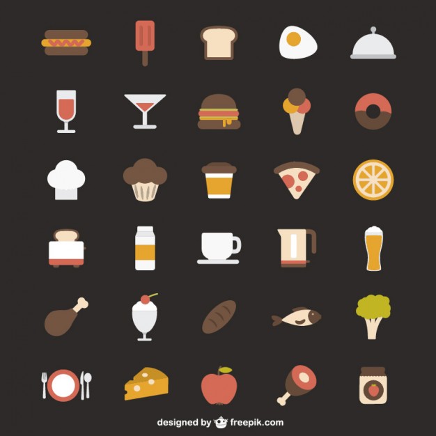 Colorful food icons  Vector |   Download