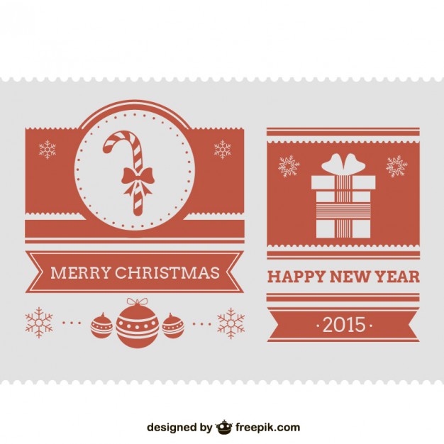 Vintage Christmas & New Year cards  Vector |   Download