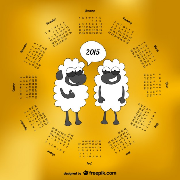 2015 Calendar with sheep cartoon  Vector |   Download