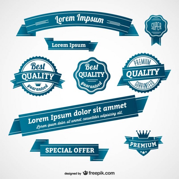 Blue retro badges and banners  Vector |   Download