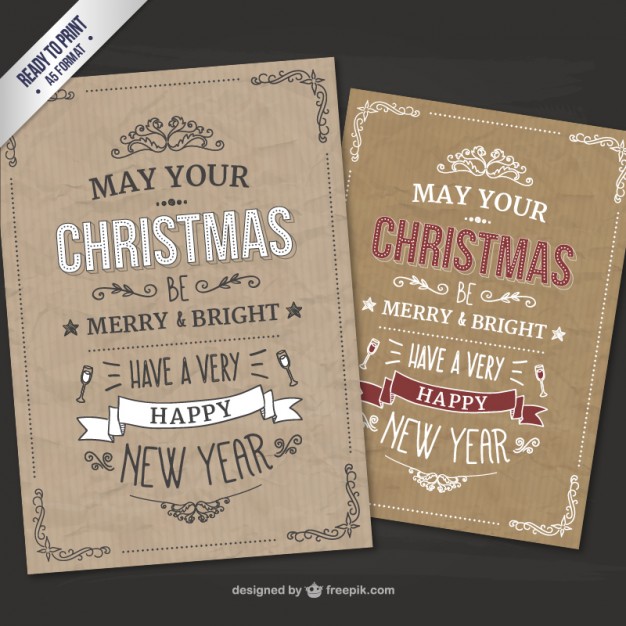 CMYK Retro style Christmas cards  Vector |   Download