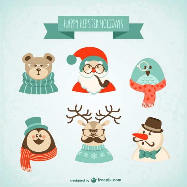 Hipster Christmas characters  Vector |   Download