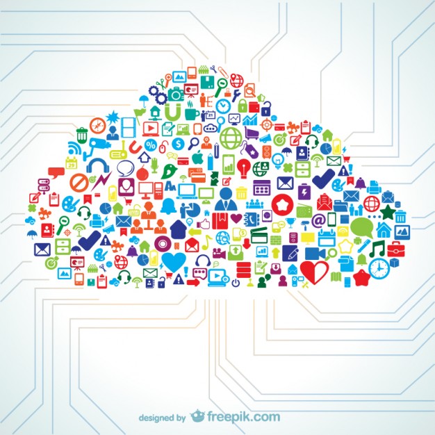 Cloud shape filled with icon vectors  Vector |   Download