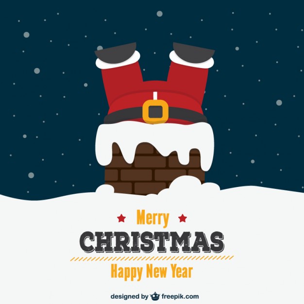 Christmas card with Santa and chimney  Vector |   Download