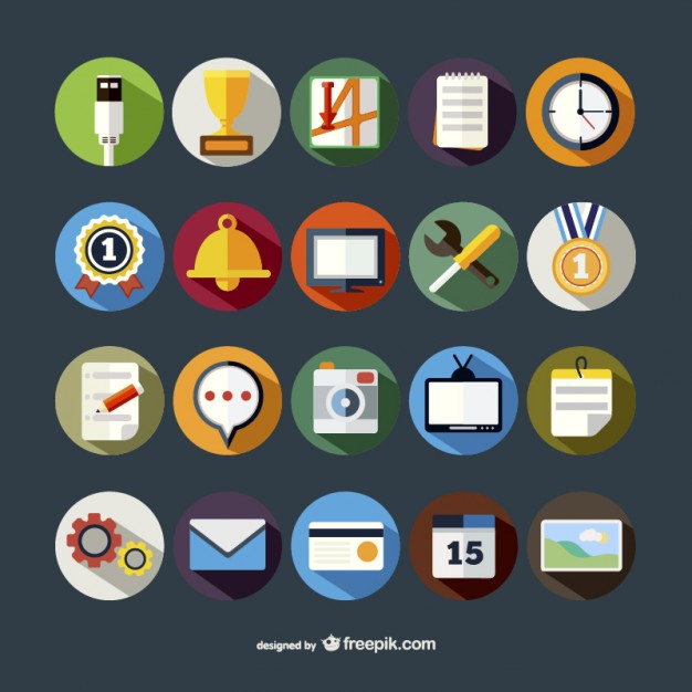 Colorful round icons pack  Vector |   Download