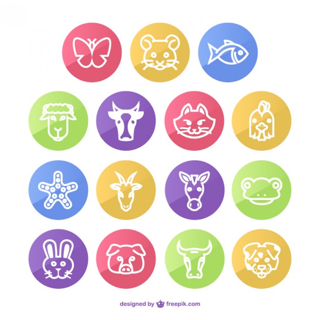 Animals round icons pack  Vector |   Download