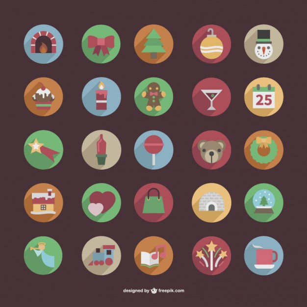 Round Christmas color icons  Vector |   Download