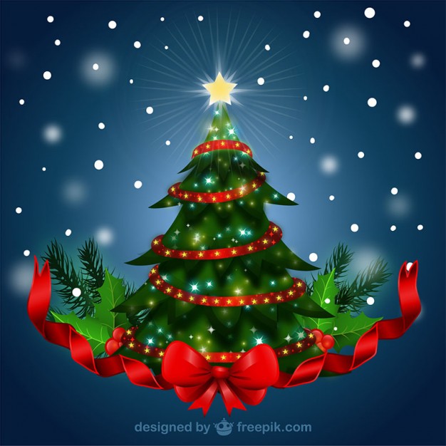 Christmas tree with red ribbon  Vector |   Download