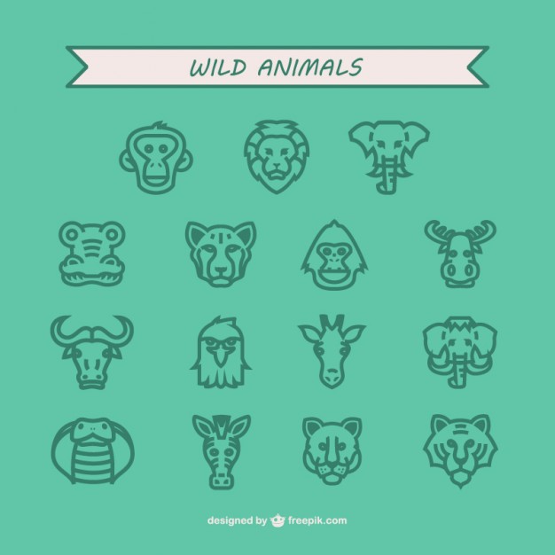 Wild animals icon pack  Vector |   Download