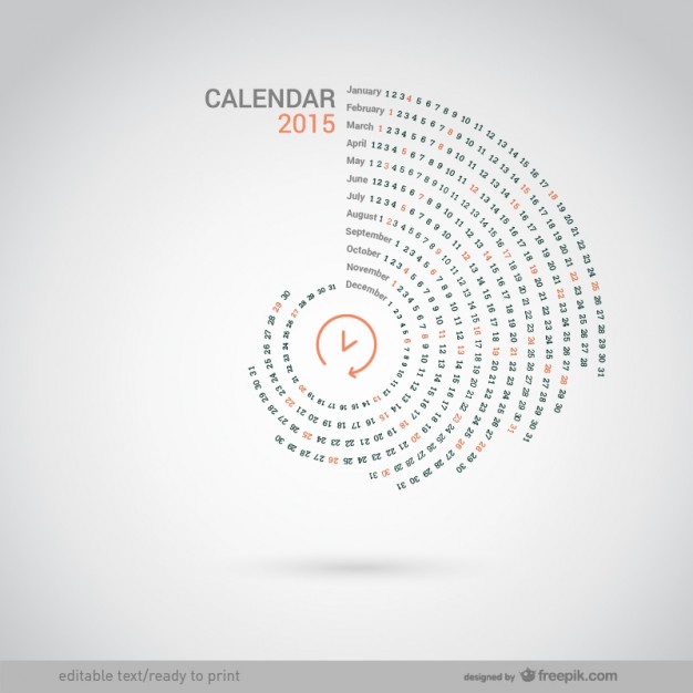 Round 2015 calendar  Vector |   Download