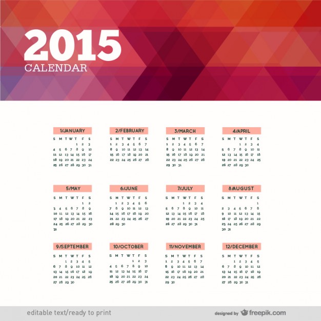 Polygonal 2015 calendar  Vector |   Download