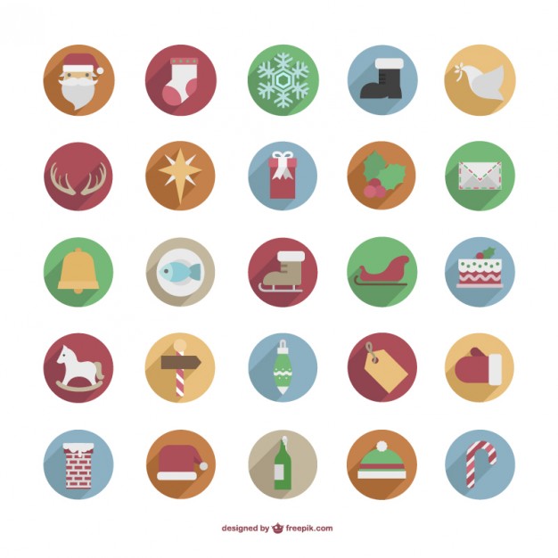 Colorful Christmas icons pack  Vector |   Download