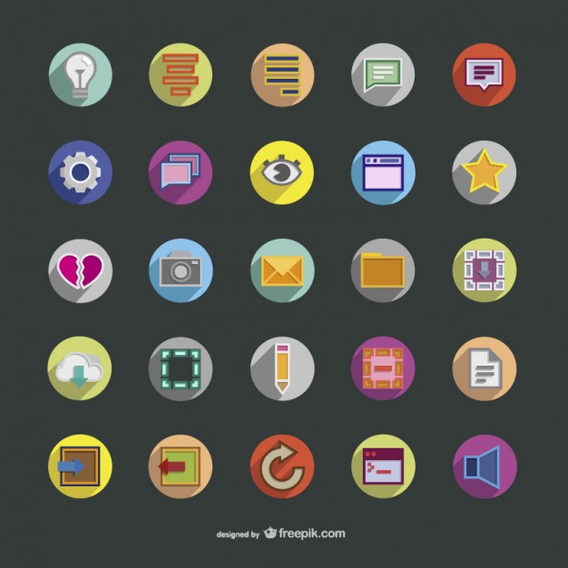 Assorted colorful round icons  Vector |   Download