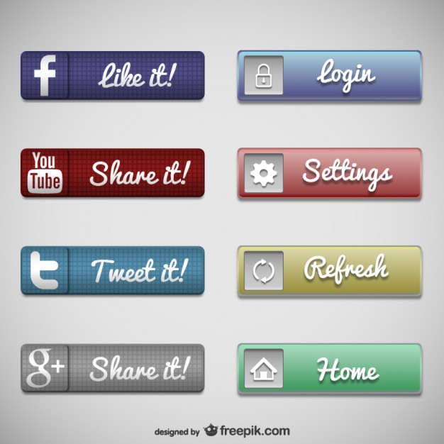 Web buttons social media set   Vector |   Download