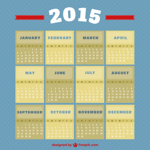 Vintage style 2015 calendar  Vector |   Download