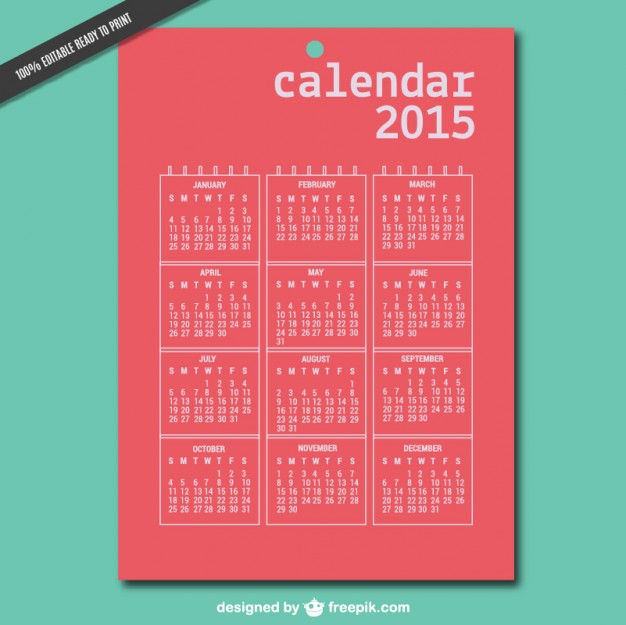 Printable 2015 vector calendar  Vector |   Download