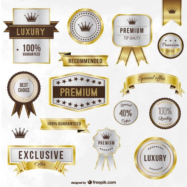 Luxury golden labels and ribbons   Vector |   Download